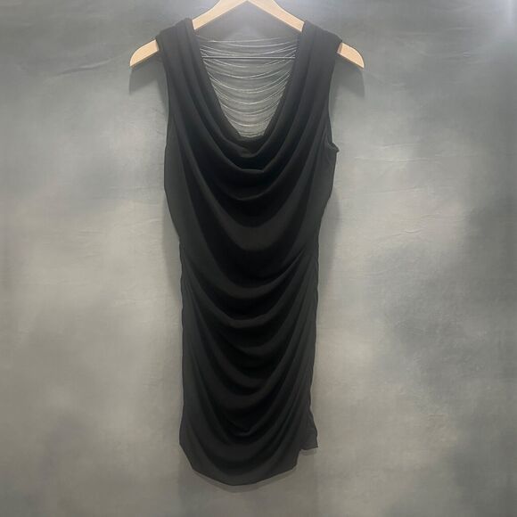 By‎ and By Women's Black XL Dress Draped Front Chain Back Detail Evening Party - Picture 1 of 8
